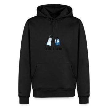 Un motif de dessin animé amusant Salt & Battery pour - Sweat à capuche Premium bio Homme - noir - Devant - Nico (187cm)