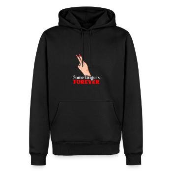 Same Fingers Forever - Humorvoller Liebesbeweis - Männer Premium Bio Hoodie - Schwarz - Vorne - Nico (187cm)