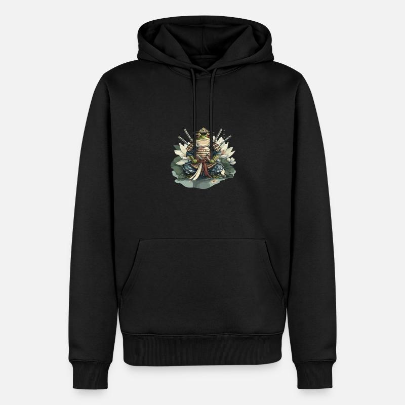 Frosch-Samurai: Krieger der Seerose - Männer Premium Bio Hoodie - Schwarz