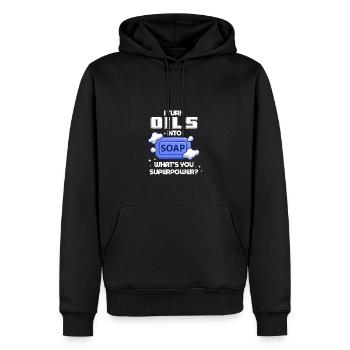 Ich Verwandle Öle In Seife - Was Ist Deine - Männer Premium Bio Hoodie - Schwarz - Vorne - Nico (187cm)