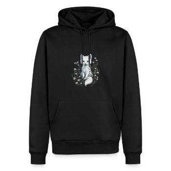 Elegant White Fox in Flower Meadow Painting - Men’s Premium Organic Hoodie - black - Front - Nico (187cm)