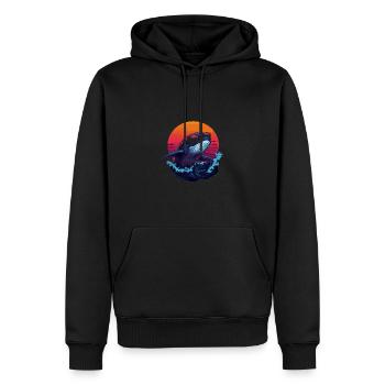 Baleine fraîche au coucher du soleil avec des lunettes de soleil - Sweat à capuche Premium bio Homme - noir - Devant - Nico (187cm)