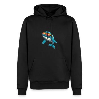 Cooler Wal mit Sonnenbrille im Sommerlook für - Männer Premium Bio Hoodie - Schwarz - Vorne - Nico (187cm)