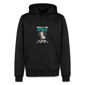 Soutien émotionnel Une chèvre animale crie pour moi - Sweat à capuche Premium bio Homme - noir - Devant - Nico (187cm)