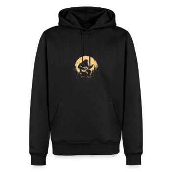 Gitarrenspielender Bigfoot Vor Vollmond Im Wald - Männer Premium Bio Hoodie - Schwarz - Vorne - Nico (187cm)