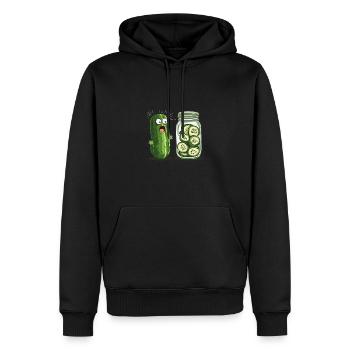 Concombre surpris regardant l’humour du pot de concombre - Sweat à capuche Premium bio Homme - noir - Devant - Nico (187cm)