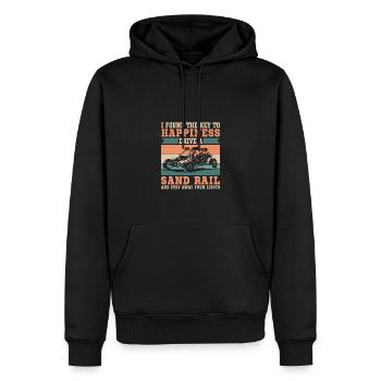 Trouver la clé du bonheur : conduire un sable - Sweat à capuche Premium bio Homme - noir - Devant - Nico (187cm)