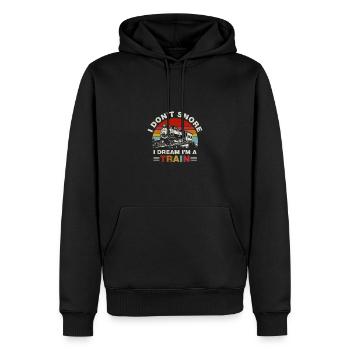 Je ne ronfle pas, je rêve d’être un train - Sweat à capuche Premium bio Homme - noir - Devant - Nico (187cm)