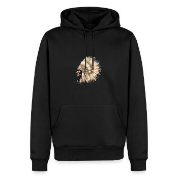 Indianer Häuptling Mit Traditionellem Federschmuck - Männer Premium Bio Hoodie - Schwarz - Vorne - Nico (187cm)