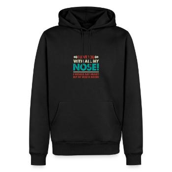 Ich Liebe Dich Mit Meiner Ganzen Nase Humorvoller - Männer Premium Bio Hoodie - Schwarz - Vorne - Nico (187cm)