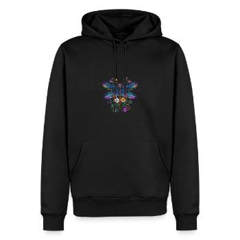 Libellule Et Fleurs Aquarelle Nature Motif - Sweat à capuche Premium bio Homme - noir - Devant - Nico (187cm)