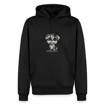 Niedlicher Hund Mit Kaffeetasse Für Tierliebhaber - Männer Premium Bio Hoodie - Schwarz - Vorne - Nico (187cm)