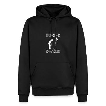 Il suffit de taper Golf Humour Tap Tap Taparoo - Sweat à capuche Premium bio Homme - noir - Devant - Nico (187cm)