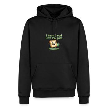 Je transforme la nourriture en tas dessin animé drôle - Sweat à capuche Premium bio Homme - noir - Devant - Nico (187cm)