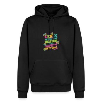 Gen X Nous sommes la raison des réunions de sécurité - Sweat à capuche Premium bio Homme - noir - Devant - Nico (187cm)