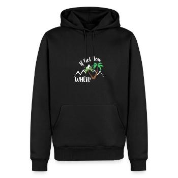 if not now. when? - Männer Premium Bio Hoodie - Schwarz - Vorne - Nico (187cm)