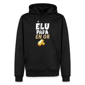 Papa lingots d'Or Humour Papa Précieux - Sweat à capuche Premium bio Homme - noir - Devant - Nico (187cm)