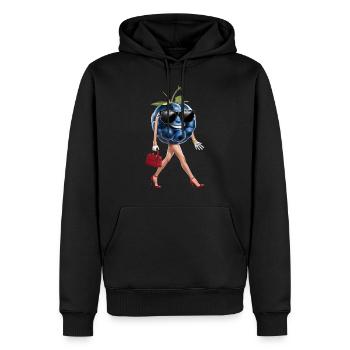 Frauen Heidelbeere - Männer Premium Bio Hoodie - Schwarz - Vorne - Nico (187cm)
