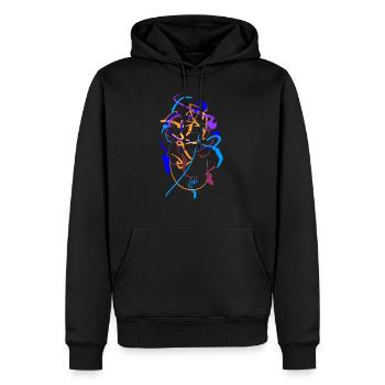 Abstrakt - Männer Premium Bio Hoodie - Schwarz - Vorne - Nico (187cm)