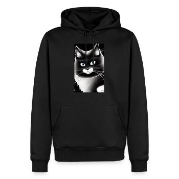 Smiling cat - Men’s Premium Organic Hoodie - black - Front - Nico (187cm)