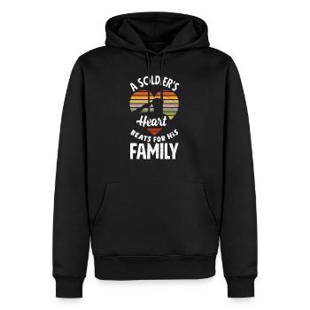 A Soldier's Heart Beats for his Family Father's - Männer Premium Bio Hoodie - Schwarz - Vorne - Nico (187cm)