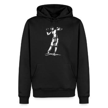 Ali der Boxer - Männer Premium Bio Hoodie - Schwarz - Vorne - Nico (187cm)