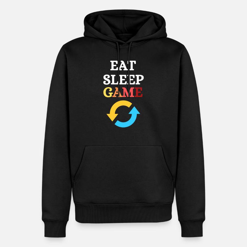EAT SLEEP GAME REPEAT - Männer Premium Bio Hoodie - Schwarz