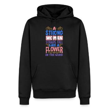 A strong woman stands tall like a Flower - Men’s Premium Organic Hoodie - black - Front - Nico (187cm)