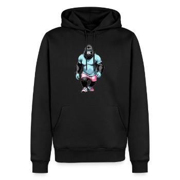 Gorilla-Boxen - Männer Premium Bio Hoodie - Schwarz - Vorne - Nico (187cm)