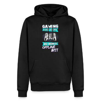 Gaming Online Statt Offline Controller Spieler Gam - Männer Premium Bio Hoodie - Schwarz - Vorne - Nico (187cm)