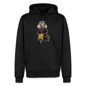 Hérisson scooter - Sweat à capuche Premium bio Homme - noir - Devant - Nico (187cm)