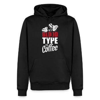 Kaffee Meine Blutgruppe ist Kaffee - Männer Premium Bio Hoodie - Schwarz - Vorne - Nico (187cm)