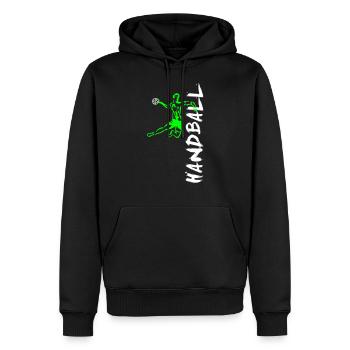 côté de Handball - Sweat à capuche Premium bio Homme - noir - Devant - Nico (187cm)