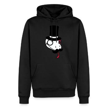 kopf herr sir gentlemen zylinder reich monokel bri - Männer Premium Bio Hoodie - Schwarz - Vorne - Nico (187cm)