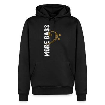 Plus basse - clé de basse - Sweat à capuche Premium bio Homme - noir - Devant - Nico (187cm)