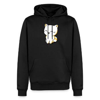 Chat kawaii rieur - Sweat à capuche Premium bio Homme - noir - Devant - Nico (187cm)