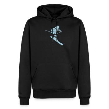 Ski - skieur et silhouette de montagne - Sweat à capuche Premium bio Homme - noir - Devant - Nico (187cm)
