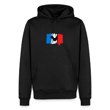 France Fier Robinet français - Sweat à capuche Premium bio Homme - noir - Devant - Nico (187cm)