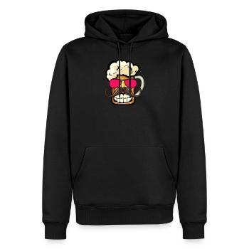 biere sourire moustache lunette soleil fun chope m - Sweat à capuche Premium bio Homme - noir - Devant - Nico (187cm)