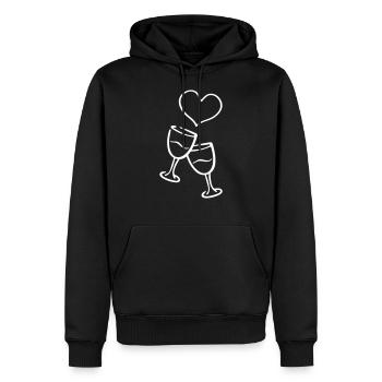 Verre à vin coeur amour - Sweat à capuche Premium bio Homme - noir - Devant - Nico (187cm)