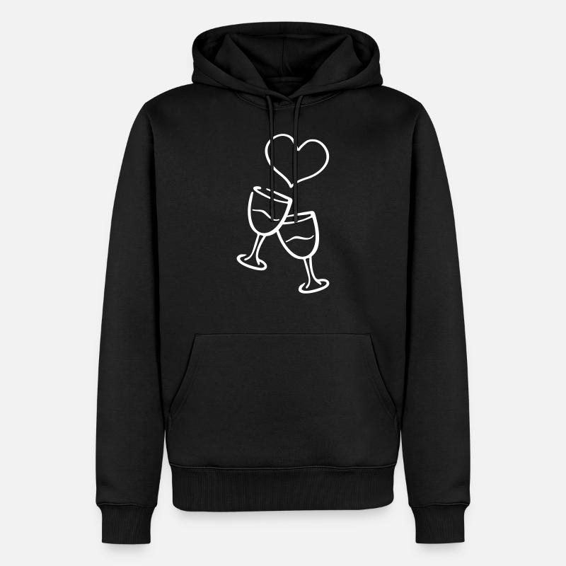 Weinglas Herz Liebe - Männer Premium Bio Hoodie - Schwarz