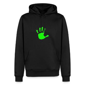Grüner Handabdruck - Männer Premium Bio Hoodie - Schwarz - Vorne - Nico (187cm)