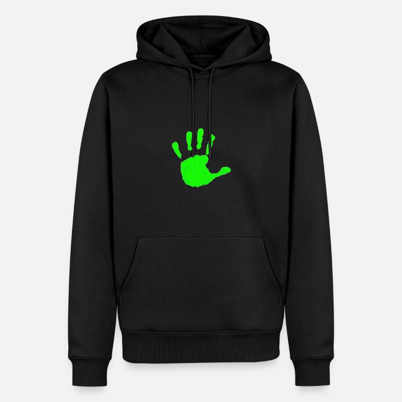 Impression de main verte - Sweat à capuche Premium bio Homme - noir