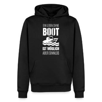 EIN LEBEN OHNE BOOT - Männer Premium Bio Hoodie - Schwarz - Vorne - Nico (187cm)