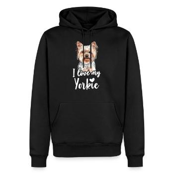 Yorkshire Terrier I Love My Yorkie drôle rengaine - Sweat à capuche Premium bio Homme - noir - Devant - Nico (187cm)