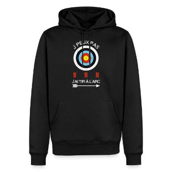 J'peux pas, j'ai tir à l'arc - Sweat à capuche Premium bio Homme - noir - Devant - Nico (187cm)