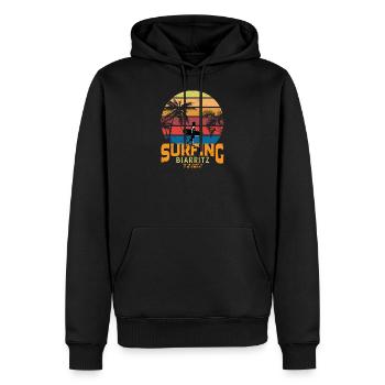 Surfen für Surfer Vintage Biarritz Geschenkidee - Männer Premium Bio Hoodie - Schwarz - Vorne - Nico (187cm)