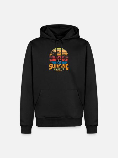 Surf pour surfeurs Vintage Biarritz Idée cadeau - Sweat à capuche Premium bio Homme - noir