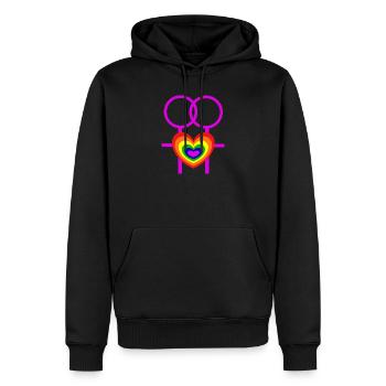 lesbisch Frauen weibliche Symbole CSD - Männer Premium Bio Hoodie - Schwarz - Vorne - Nico (187cm)
