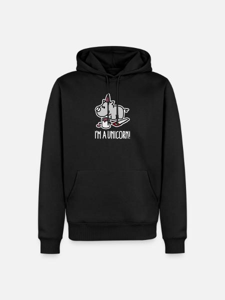 I'm a unicorn rhino funny chubby BBW Plus Size - Men’s Premium Organic Hoodie - black